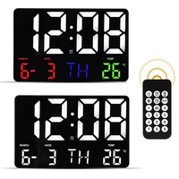 16-Inch LED Digital Wall Clock Alarm Clock Large Screen Temperature Date Day Display With Remote Control / Time/ Date/ C