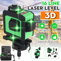 16 lignes horizontales à 360 ° croix verticales 3D lumière verte niveau laser mesure auto-nivelante faisceau laser super