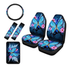 1/6 PCS housse de siège de voiture ensemble complet housse de volant universelle en cuir papillon