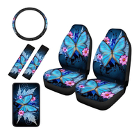 1/6 PCS housse de siège de voiture ensemble complet housse de volant universelle en cuir papillon