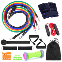16 pièces bandes de résistance ensemble 5 bandes dexercice corde à sauter poignée force main jambes sangles gants r