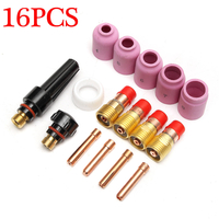 16 pièces TIG gaz lentille collets buse de gaz bouchon arrière adapté pour SR 17 18 26 torche TIG