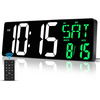 16.5 Inches LED Large Screen Digital Wall Clock with Remote Control USB Charge Dual Color Display Adjustable Brightness