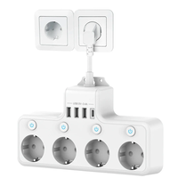 16A 4000W EU Plug Power Strip 4-Way USB Port Electrical Socket Power Strip Individually Switchable Home Adapter Surge-Pr