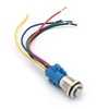 16mm 12V Bleu LED Metal 5Pin 1NC 1NO Commutateur à bouton-poussoir momentané avec prise
