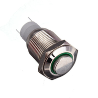 16mm anneau rond éclairé verrouillage auto commutateur de verrouillage à bouton-poussoir de lumière métallique