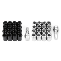 16pcs écrou de roue en acier argent noir M12X1.5 60d conique