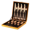 16pcs ensemble de couverts en acier inoxydable arc-en-ciel fourchette cuillère cuisine ensembles de vaisselle avec boîte