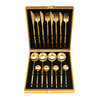 16pcs or vaisselle fourchette à thé cuillère à thé en acier inoxydable vaisselle couverts ensemble