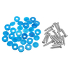 16Pcs Plaque de numéro de licence Phillips Self Tapping Screw with Hinged Blue Cover Caps