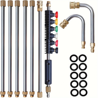 16PCS Stainless Steel High-Pressure Water Gun Set with Extended Rods 4000psi Quick Connect Versatile Cleaning Tool for C