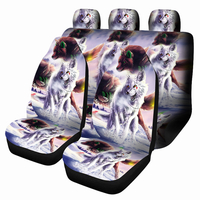 1/7 PCS Housse de siège de voiture universelle Wolf Design Siège avant et arrière Protection complète