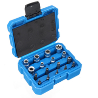 17pcs adaptateur de prise inviolable set chrome outil en acier au vanadium bit douille douille