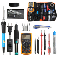 18 en 1 110V 60W Outils de fer à souder Kit Multimètre numérique avec 5Pcs Pointe de fer à souder Tournevis Brucelles Pi