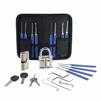18 outils de serrurier pratiquent le kit transparent de serrure avec la clé cassée extracteur clé outil enlevant des cro