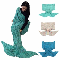 180 cm Super Soft couverture de queue de sirène au crochet tricot enfants et canapé adulte sac de couchage