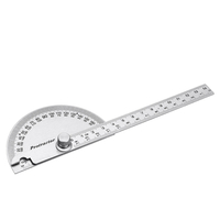 180 degrés 10 cm 14, 5 cm angle règle goniomètre rapporteur en acier inoxydable tête ronde règle angle de travail du bois