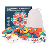 180 pièces Colorful Puzzle multi-formes créatif développer la capacité de réflexion jouet éducatif avec sac pour enfants