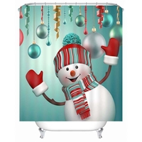 180 x 180 cm imperméable 3D Noël bonhomme de neige imprimé salle de bain rideau de douche salle de bain décor