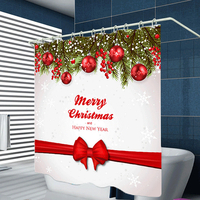 180cm x 180cm rideau de douche en polyster joyeux noël avec 12 crochets