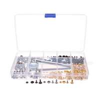 180pcs argent or bouchon simple rivet ensemble goujons tubulaires fixation outil kit pour le cuir