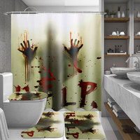 180x180 cm mains sanglantes salle de bain rideau de douche étanche tapis antidérapants tapis de bain couverture de toile
