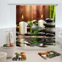 180x180 cm étanche salle de bain bambou pierre bougie rideau de douche toilette couverture tapis tapis antidérapant ense
