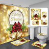 180x180cm Golden Bell Bow Rideau de douche imperméable 3-en-1 Kit de tapis de bain antidérapant sans odeur