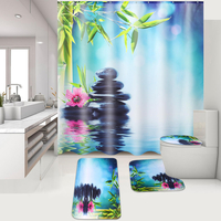 180x180cm pierre bambou eau avec 12 crochets salle de bain rideau de douche tapis de toilette