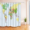180X180cm Polyester Carte Du Monde Salle De Bains Bain Imperméable Tissu Tissu Rideau De Douche