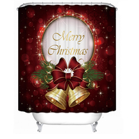 180x180CM Polyester Red Bow Bells Rideau de douche Rideau de bain imperméable