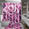 180x180cm Purple Rose Rideaux de douche avec crochet + tapis de toilette + tapis