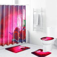 180x180CM Romatic Rose Waterprood Rideau de douche Polyester Tapis de bain résistant à lhumidité
