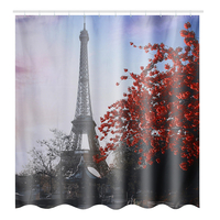 180X180CM Tour Eiffel Étanche Polyester Rideau De Douche Salle De Bains Tissu De Bain