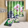 180x180cm rideau de douche tapis de salle de bain tapis de toilette orchidée en bambou galets avec crochets