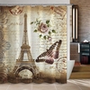 180x200cm Paris Rideaux De Douche En Tissu Et Crochets De Tour Eiffel