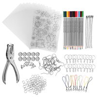 182Pcs Kit de Feuilles En Plastique Thermorétractable Shrinky Art Paper Hole Punch Porte-clés DIY