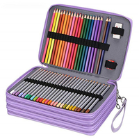 184 emplacements couleur étui à crayons grande capacité Soft et organisateur de porte-crayon en cuir PU avec poignée de