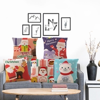 18  housse de coussin en lin coton taie doreiller de Noël joyeux noël décoration