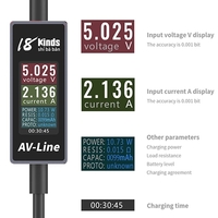 18kinds AV-Line USB testeur de courant et de tension de charge câble de données de charge rapide courant de téléphone po