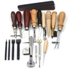 18pcs / lot artisanat bricolage en cuir trou poinçons outils poinçon edger ceinture perforateur ensemble outils à main e
