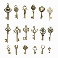 18Pcs Antique Bronze Clé Rétro Pendentif Kit Collier Bracelet Décorations De Cheville