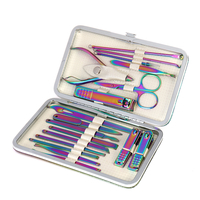 18pcs nail clipper ciseaux set portable Colorful inoxydable manucure pédicure set