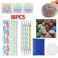 18pcs plastique blanc mandala peinture plateau ajouré peinture modèle outil kit