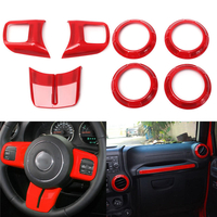 18pcs voiture rouge vert ABS intérieur décoratif Trim Kit pour Wrangler 2011-2017