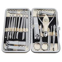 19 pièces coupe-ongles en acier inoxydable pédicure ensemble de manucure nettoyant kit de toilettage cuticule