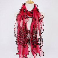 190CM Femmes Motif Paon Dentelle Foulards Châle Voyage Décontracté Soft Écharpe