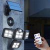 192/198 LED COB lumières solaires extérieures 4 tête capteur de mouvement 270 éclairage grand angle étanche télécommande