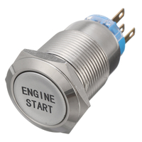 19mm Étanche Moteur De Démarrage Du Moteur Bouton-Poussoir Commutateur En Acier Inoxydable Lampe En Métal Momentanée Ver