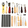 19pcs cuir artisanat poinçon outils couture sculpter travail couture selle groover kit
